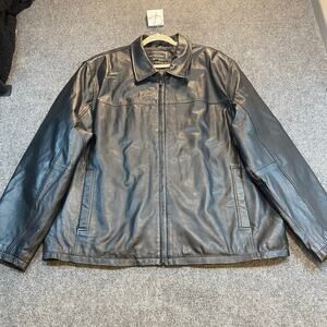 M. Julian Men 3XL XXXL 100% Genuine Leather Black Jacket Coat Full Zip Insulated